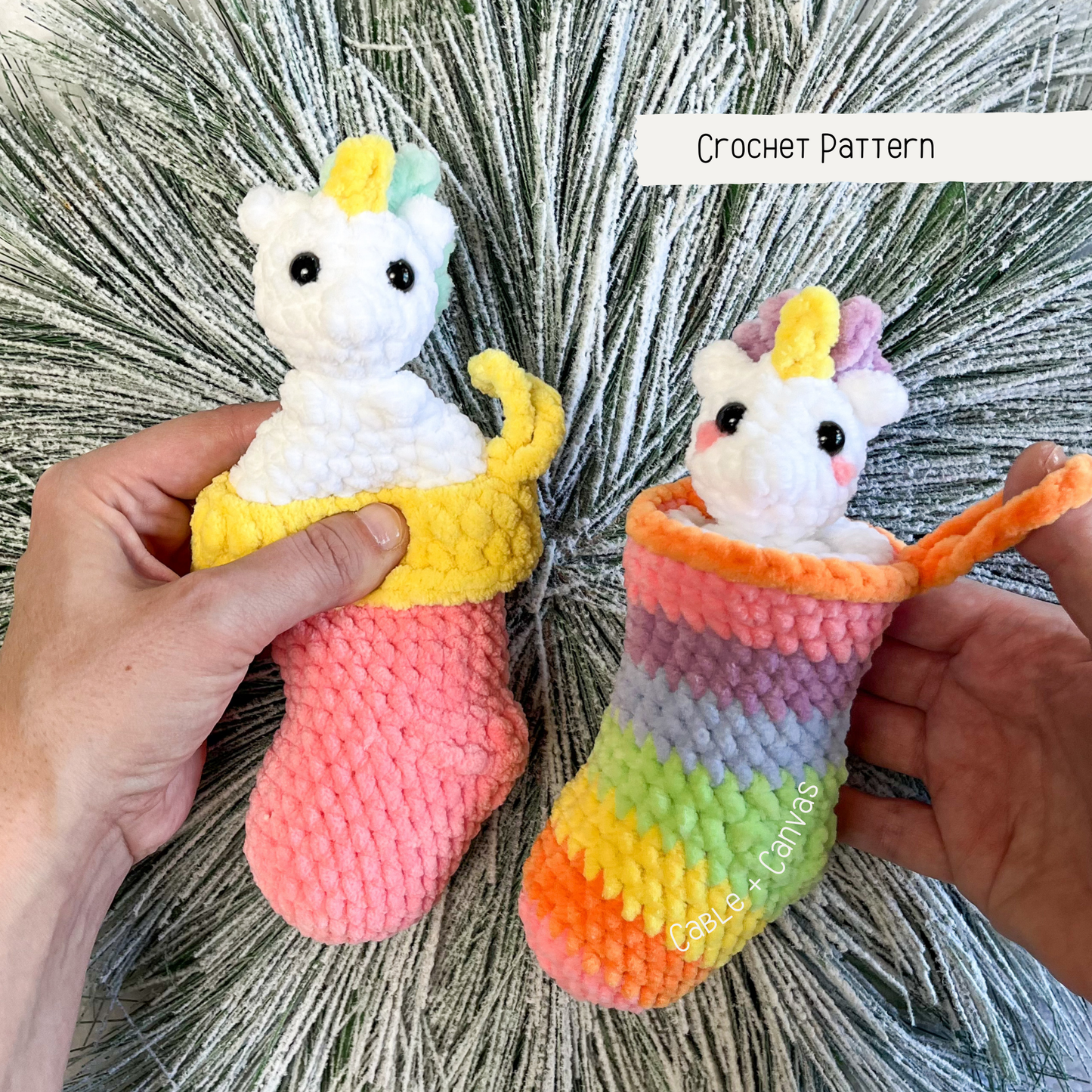 Unicorn Stocking Pop Crochet Pattern - low sew digital pattern