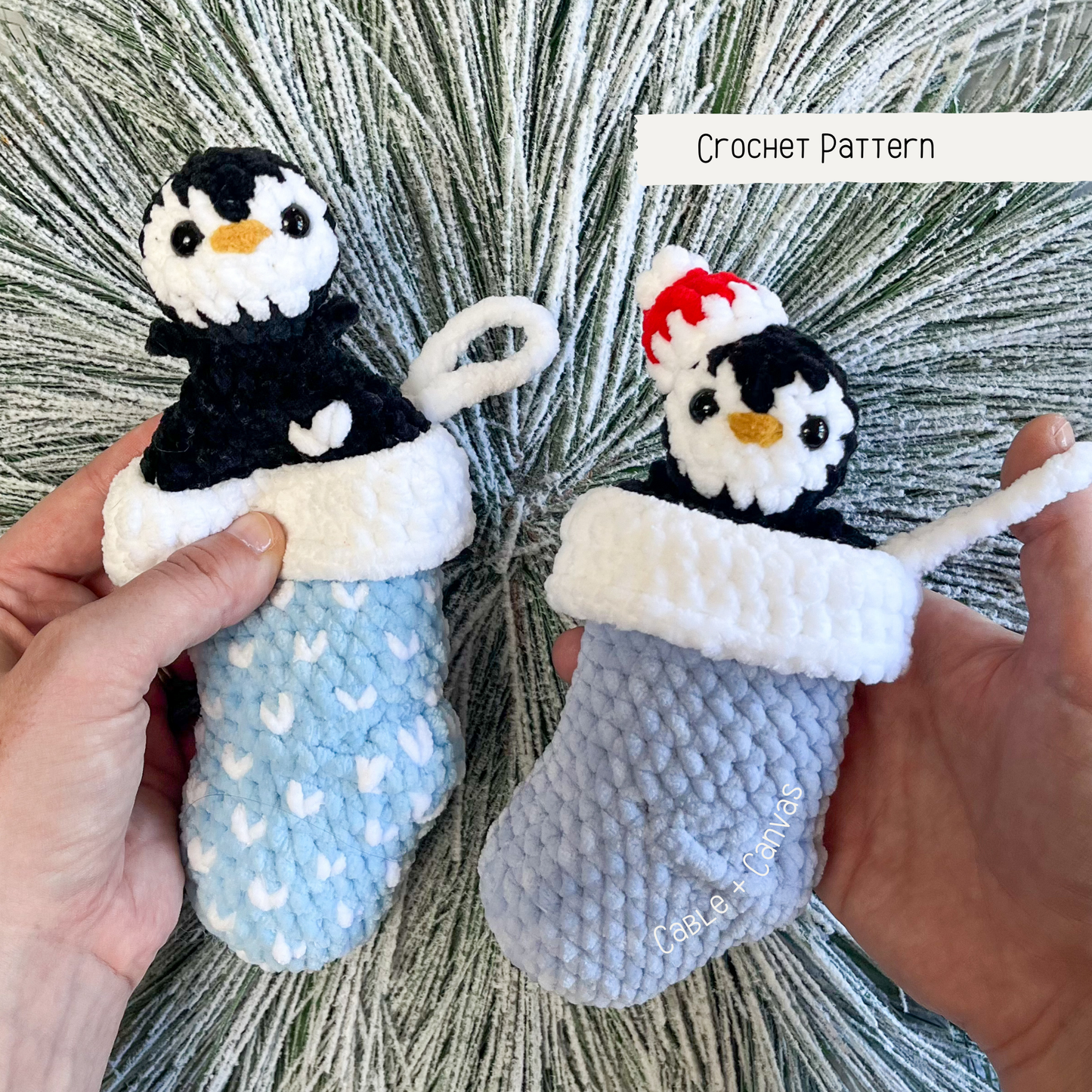 Penguin Stocking Pop Crochet Pattern - low sew digital pattern